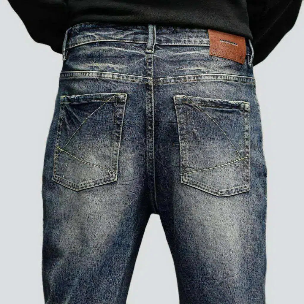 Medium wash fashion jeans
 for men
