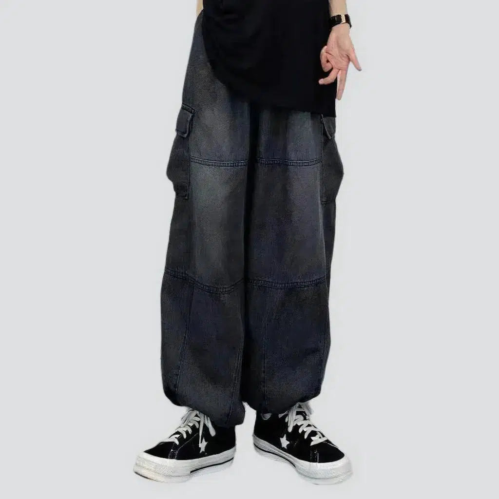Patchwork stitching baggy jeans
 for men