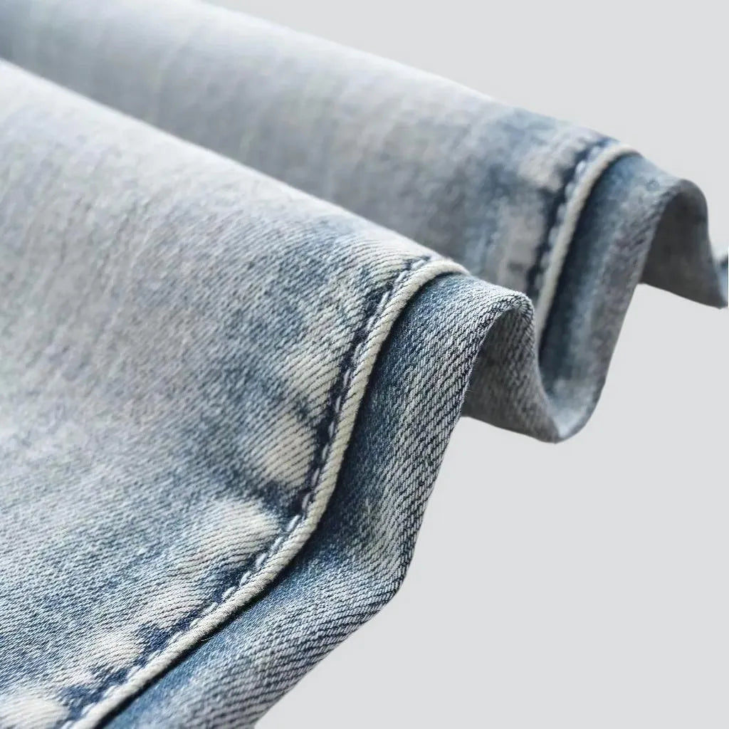 Patchwork women's hem jeans