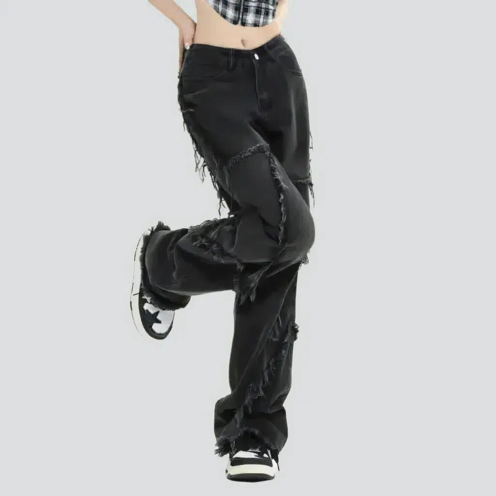 Low-waist grunge jeans
 for ladies
