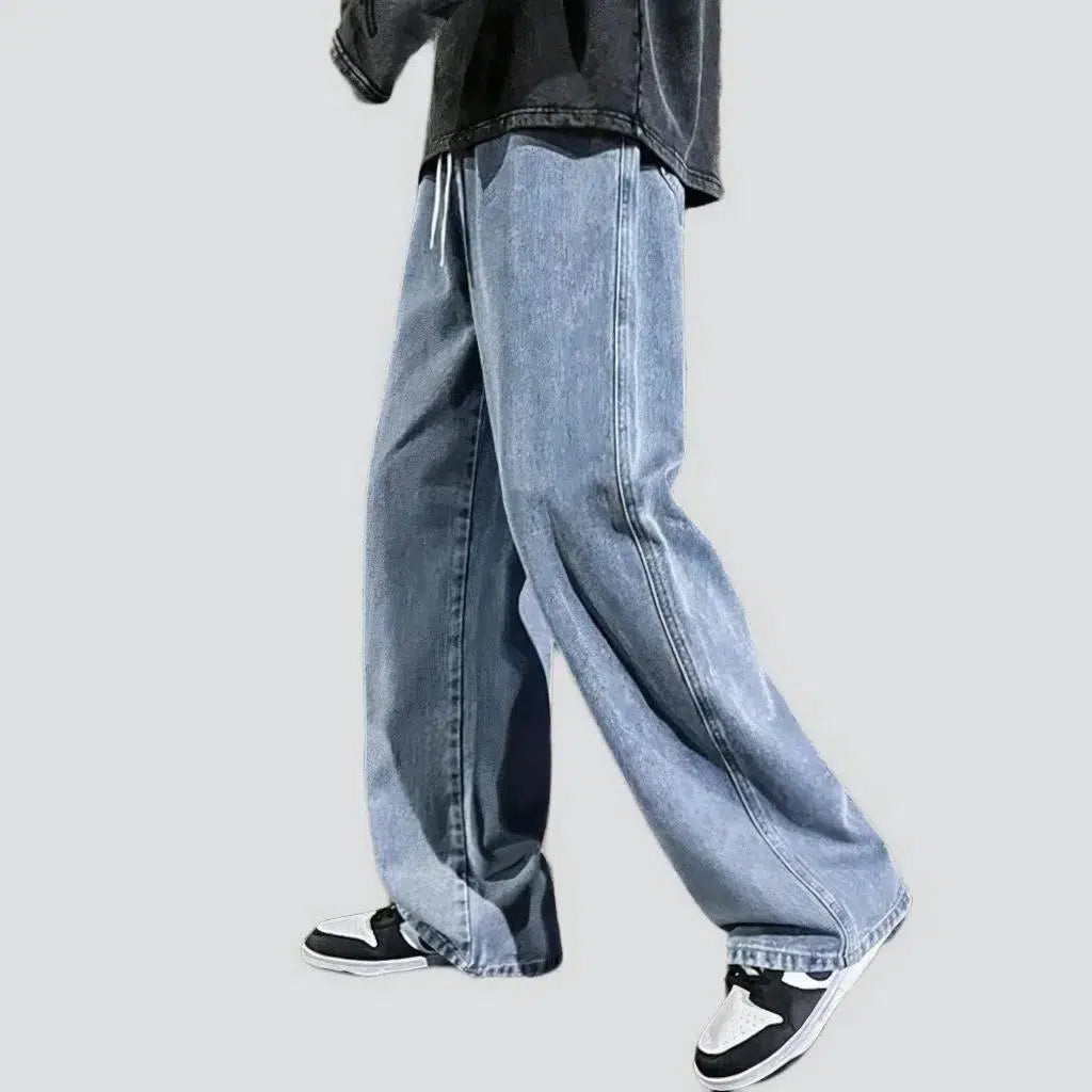Baggy men's floor-length jeans