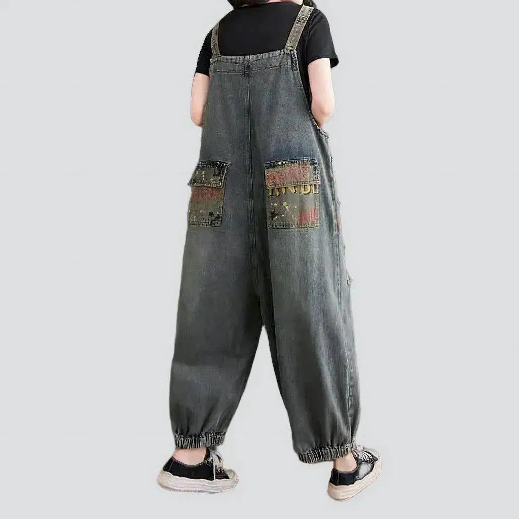Street grey women's jean jumpsuit