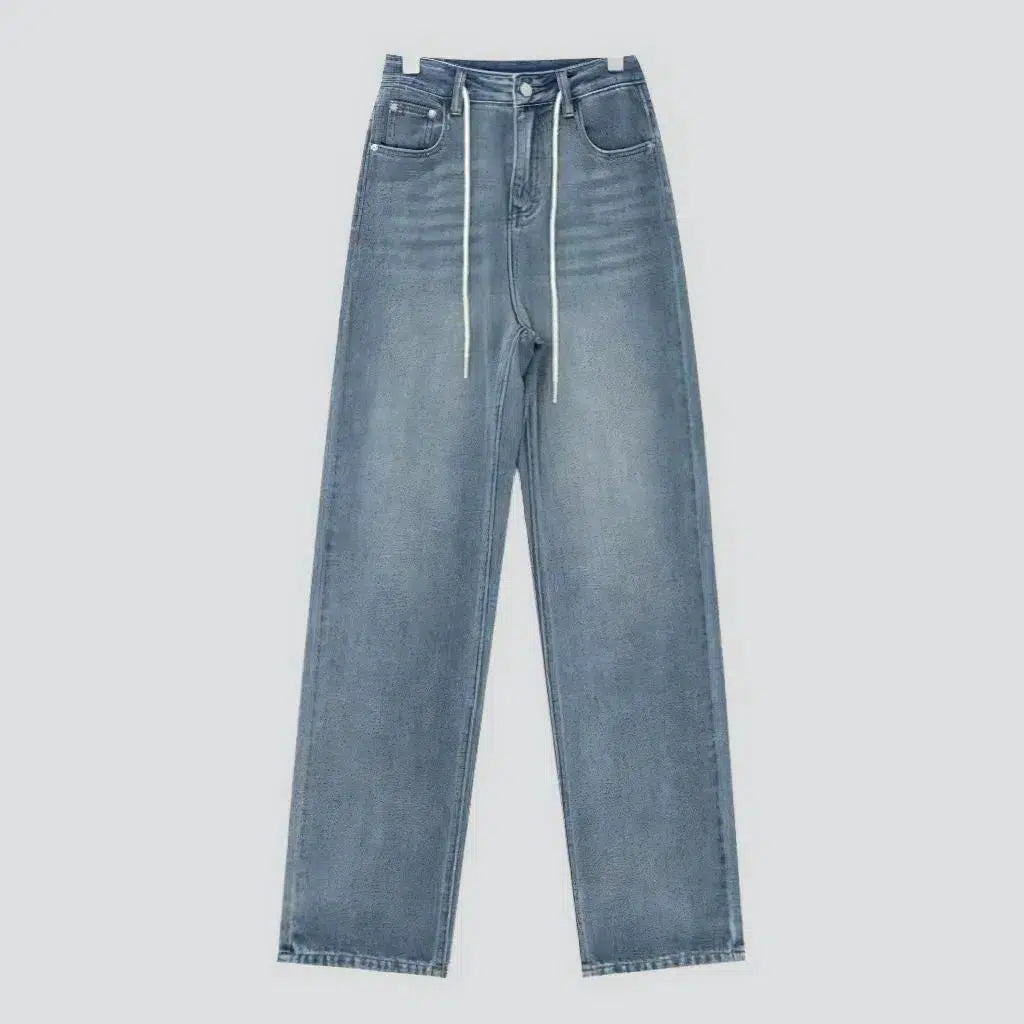 Medium-wash women's whiskered jeans