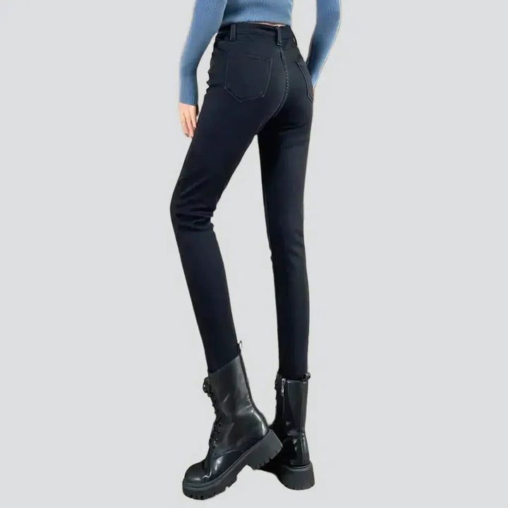 Fleece women's street jeans