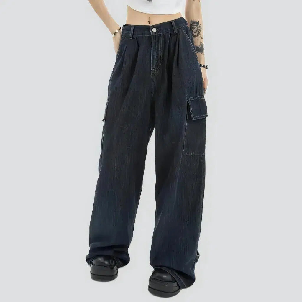 Adjustable-hem women's baggy jeans
