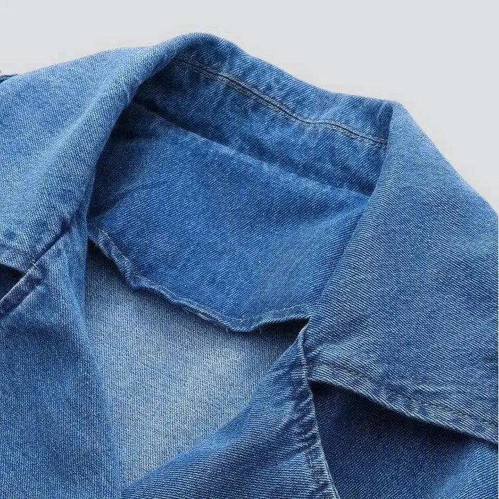Medium wash oversized jean coat
 for women