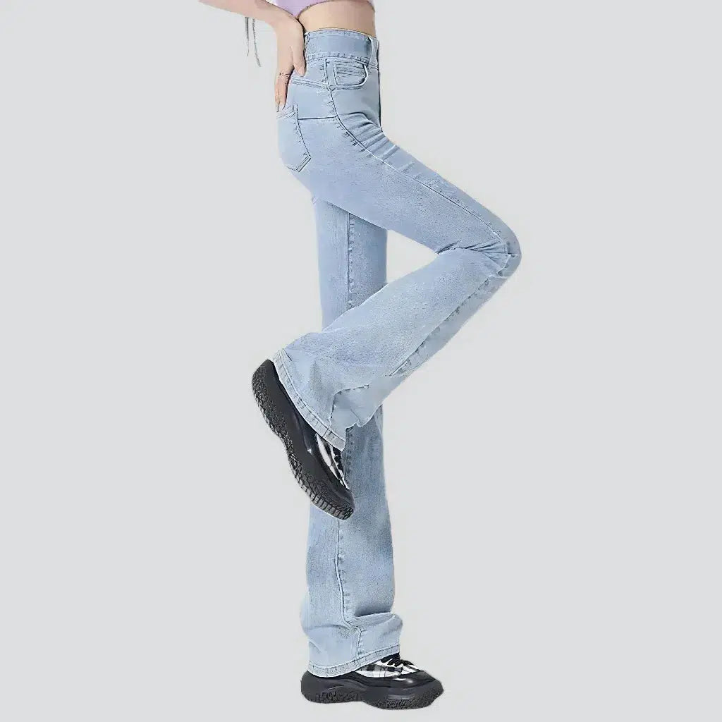 Stonewashed women's floor-length jeans