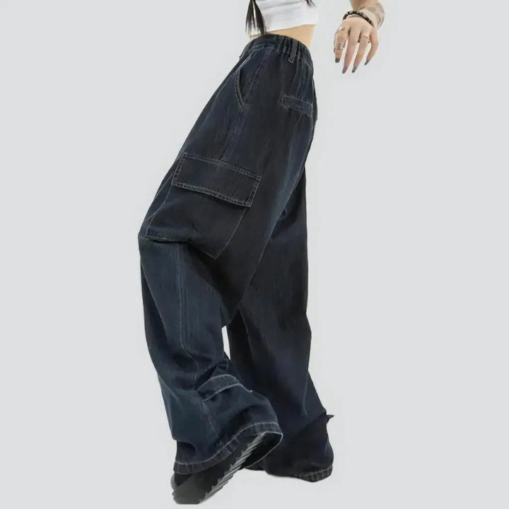 Adjustable-hem women's baggy jeans