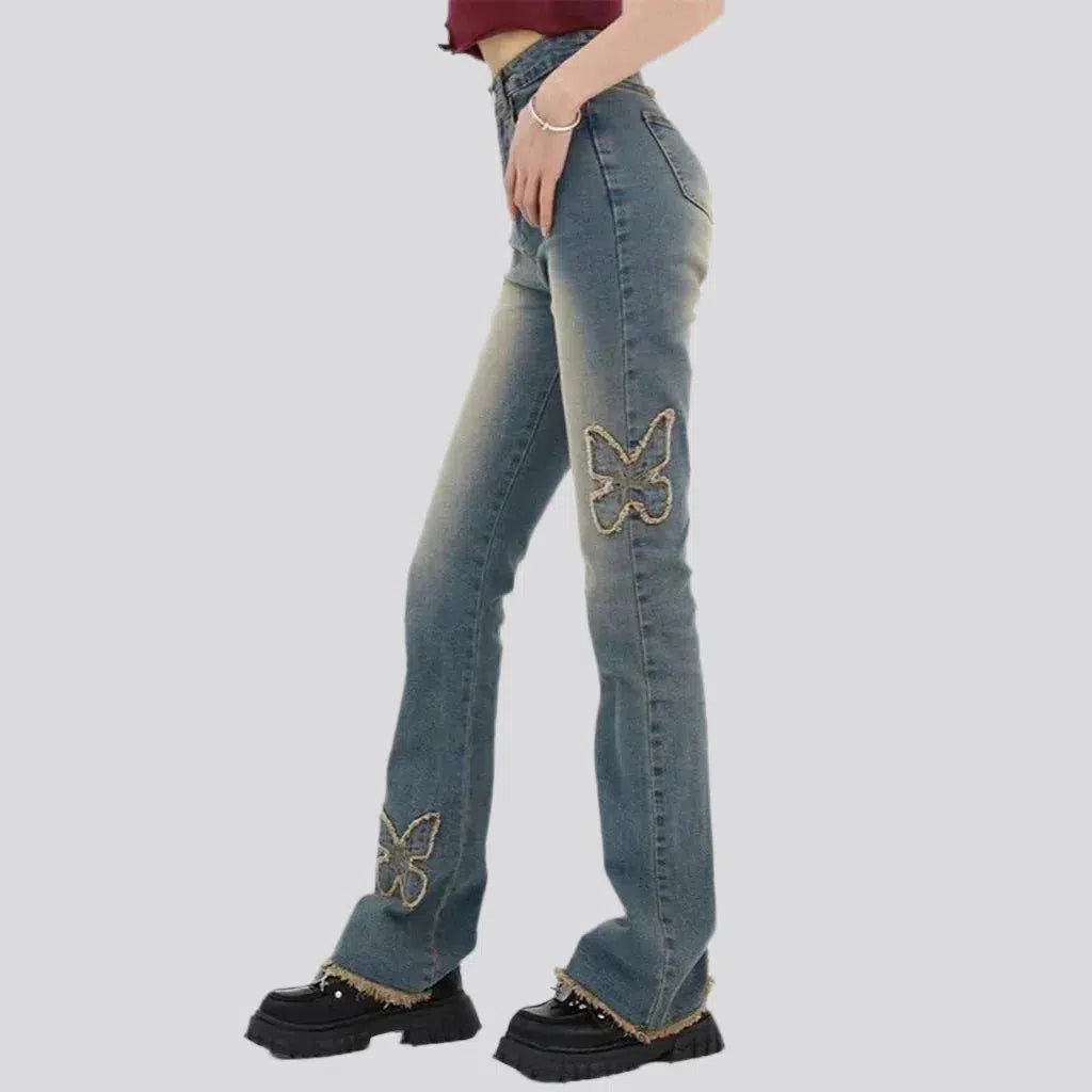 Bootcut raw women's hem jeans