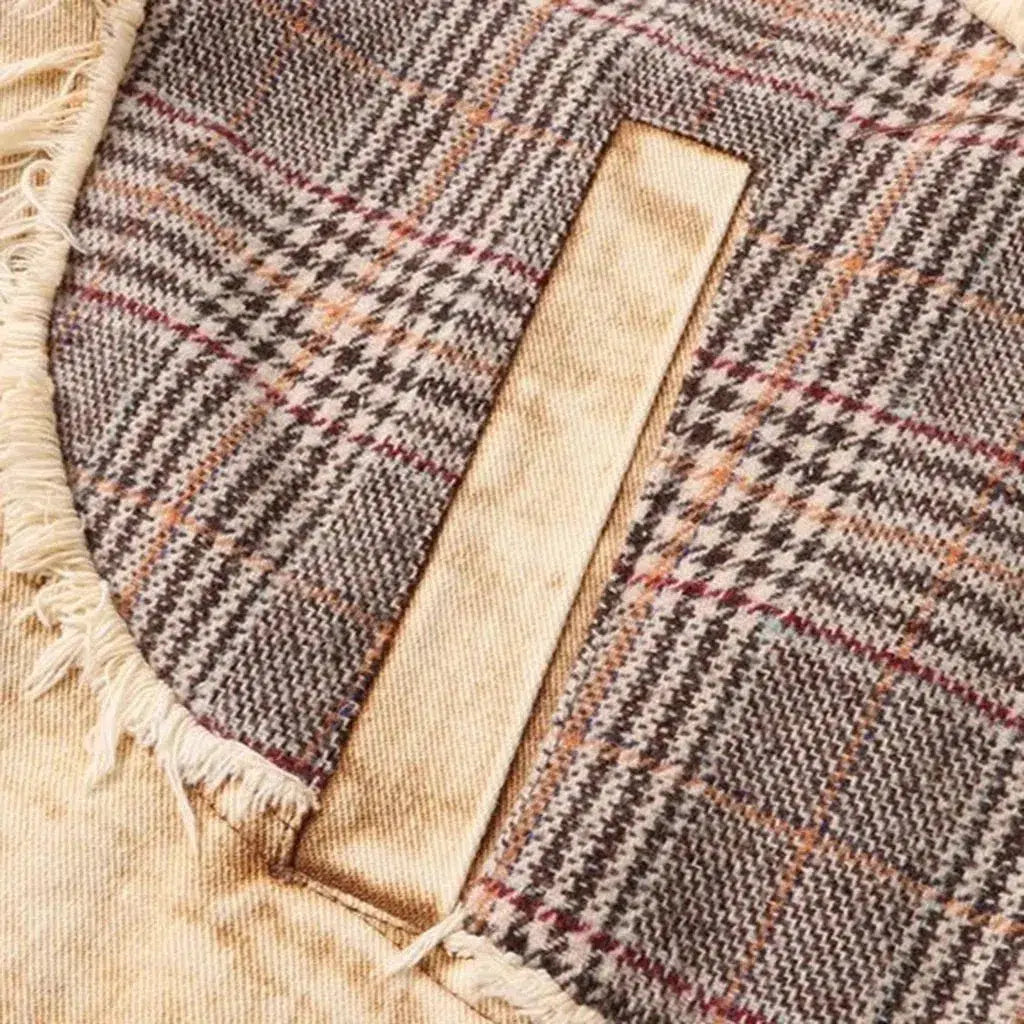 Vintage patchwork women's denim jacket