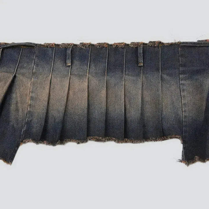 Asymmetric vintage women's jean skirt