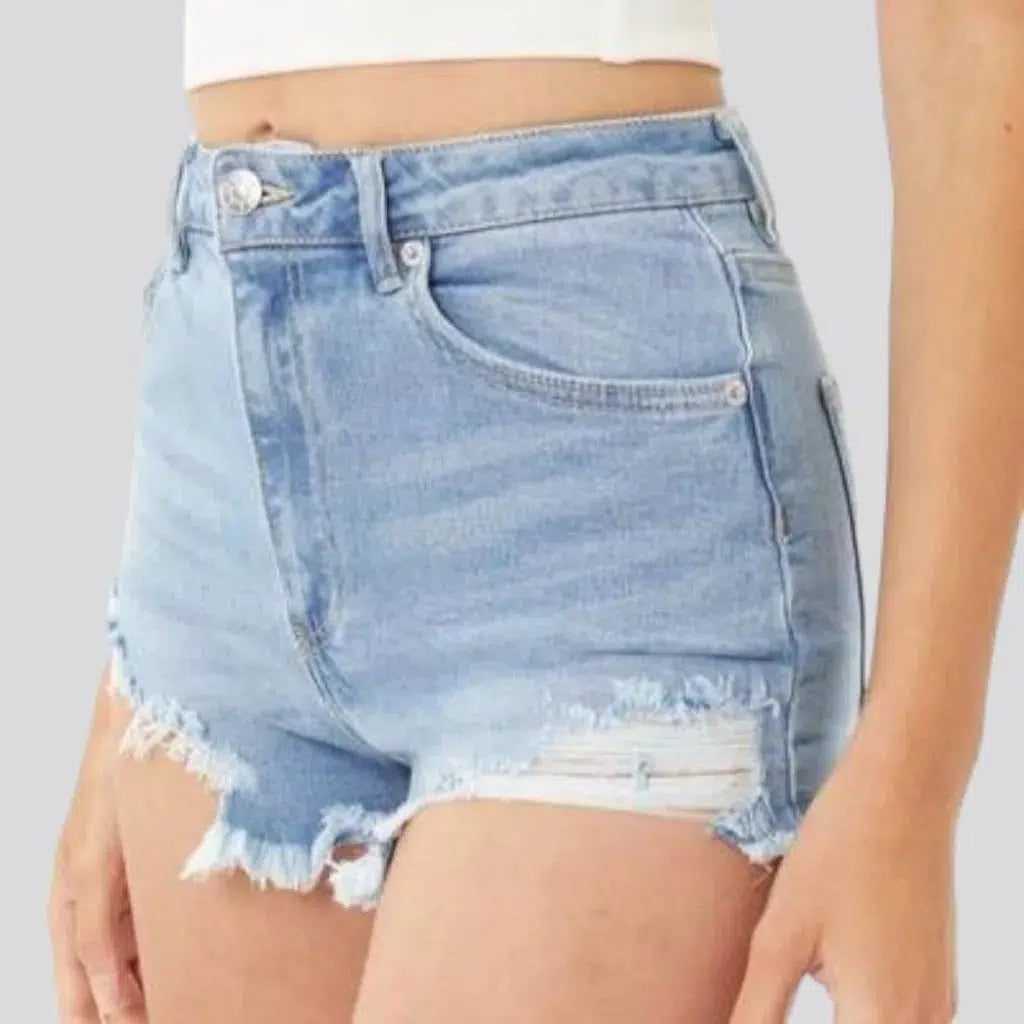 Wide-leg grunge jeans shorts