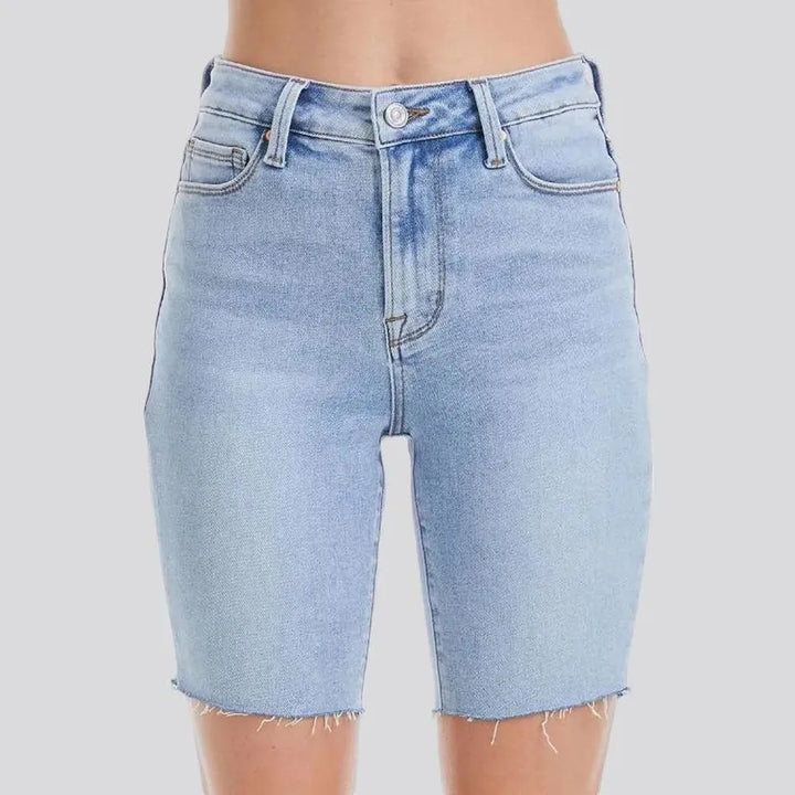 Raw-hem women's denim shorts
