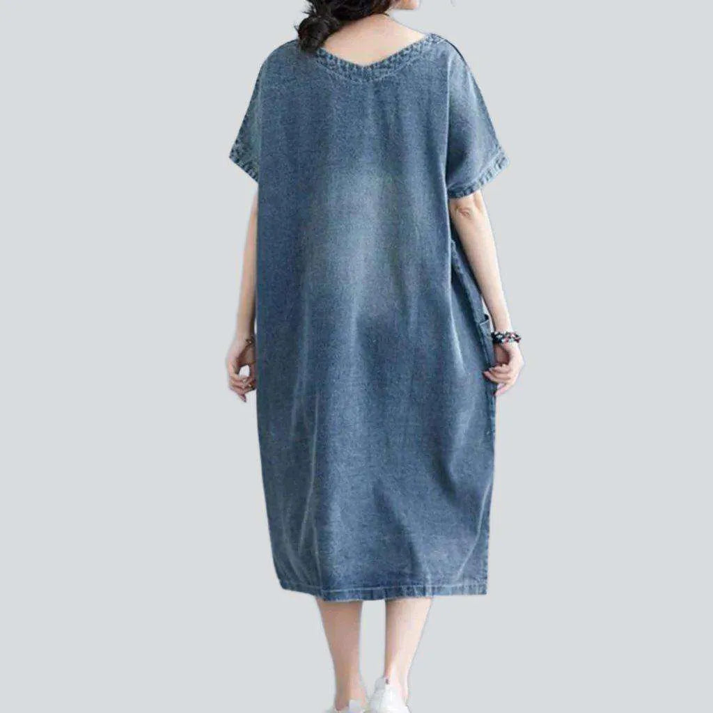 Streetwear distressed denim dress