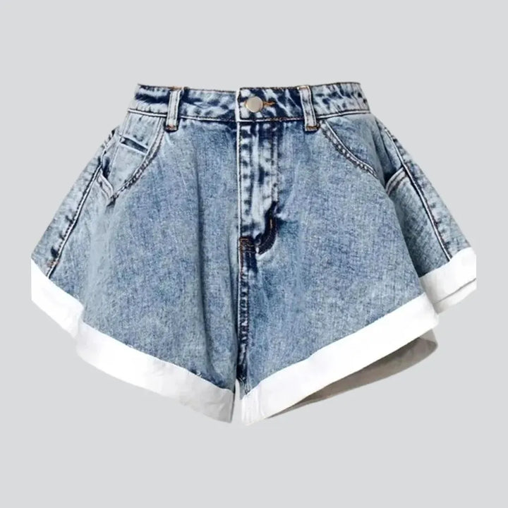 Vintage light pattern jeans shorts for women