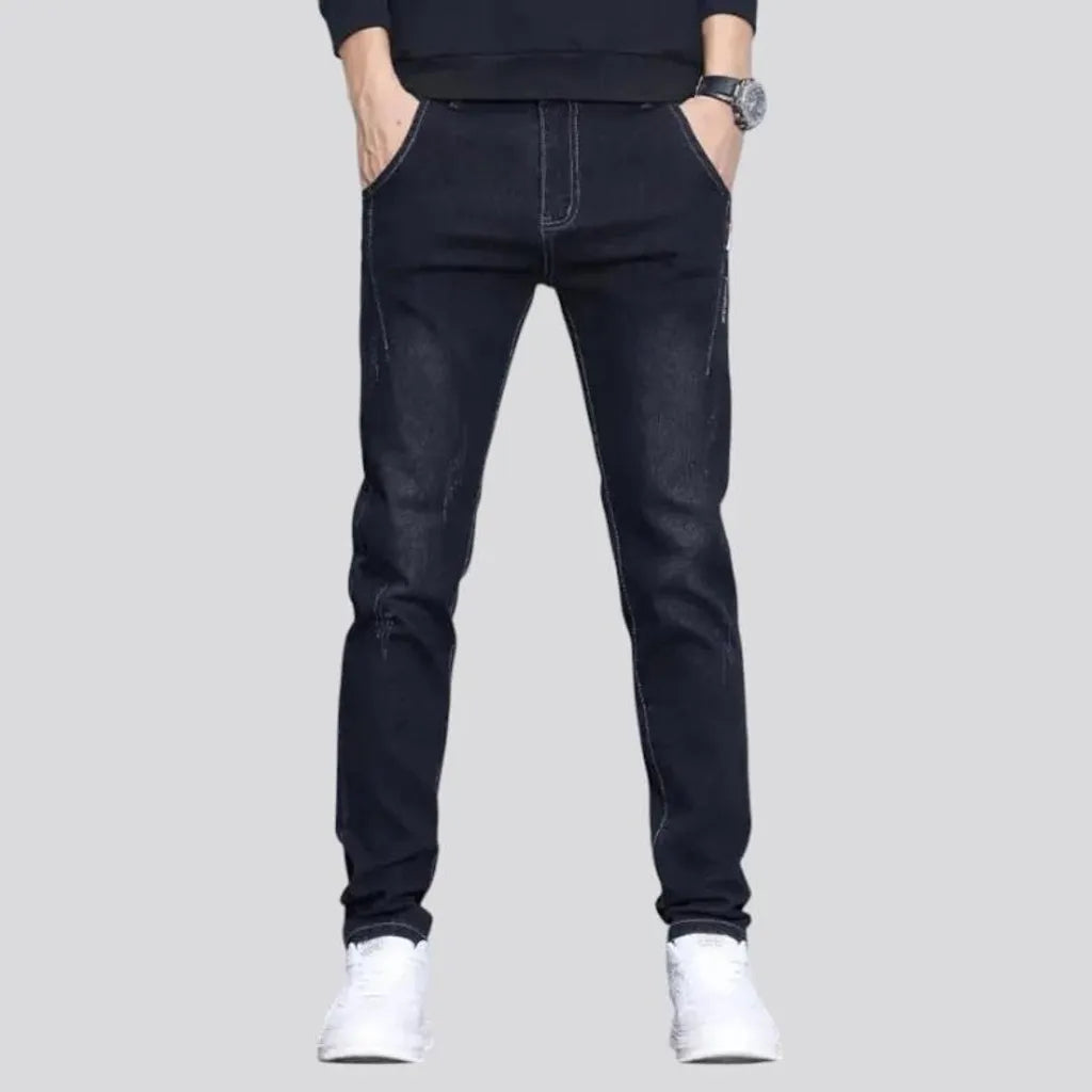 Slim fit dark jeans for men