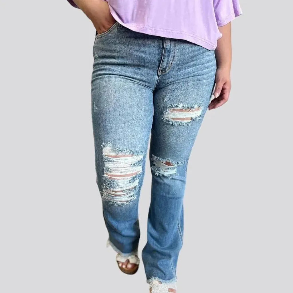 High-waist distressed jeans
 for women