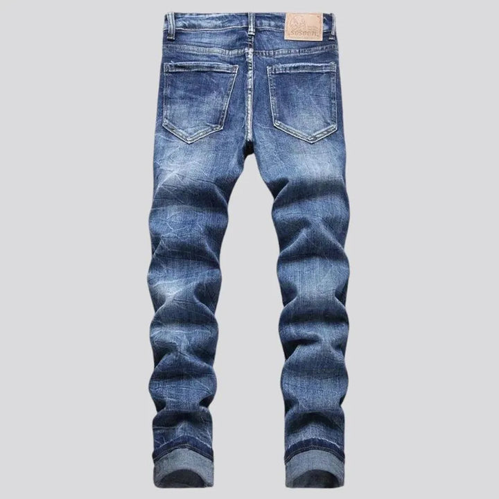 Distressed skinny fit men's jeans