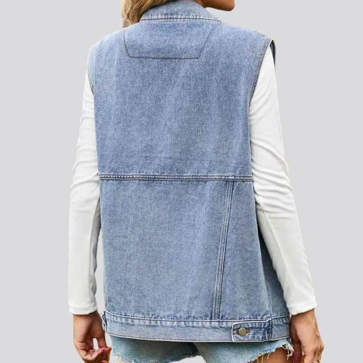 Stonewashed fashion denim vest
 for ladies
