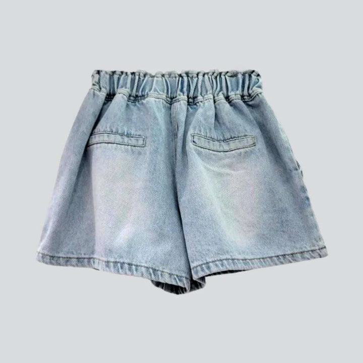 Color rhinestone women's denim shorts