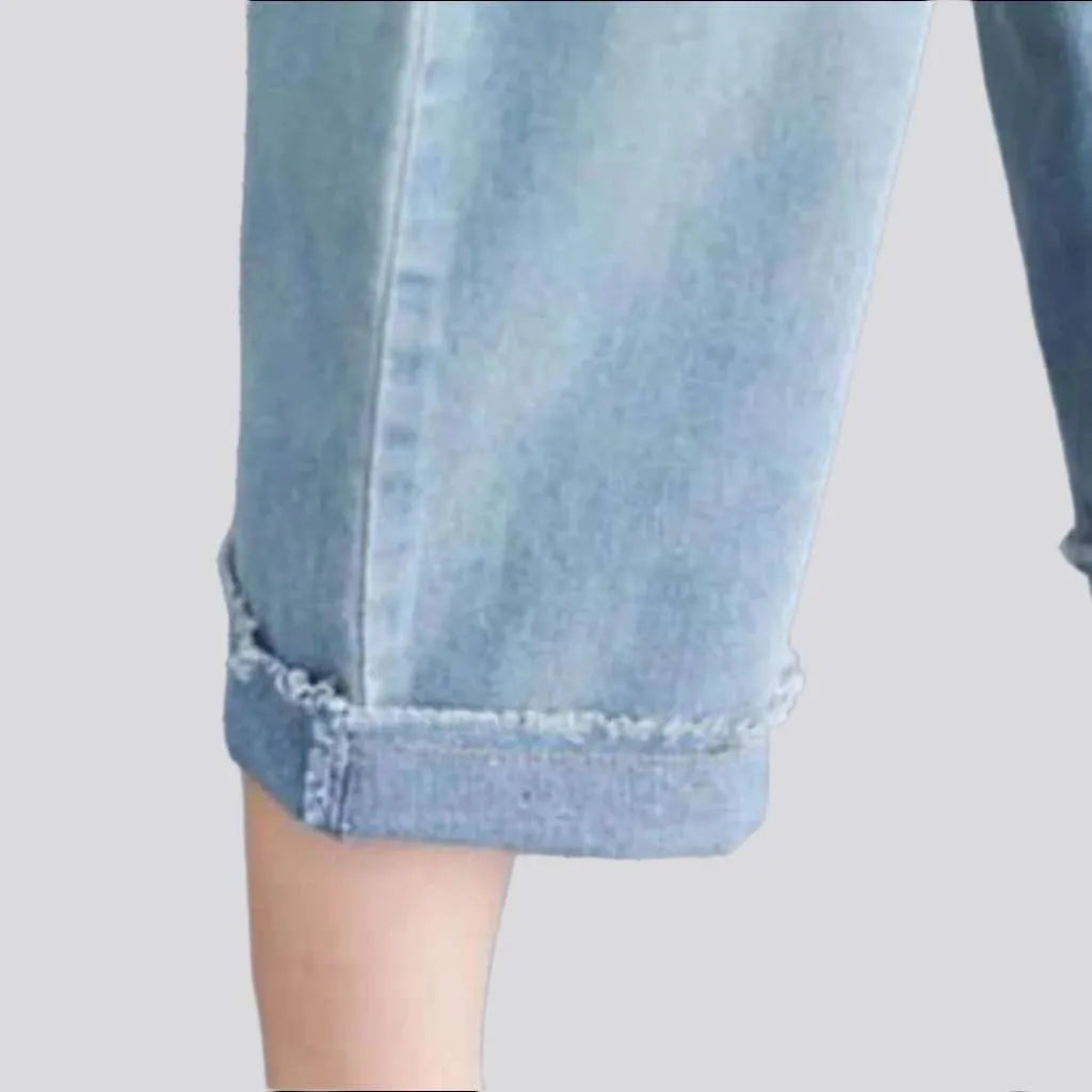 Light wash loose jeans jumpsuit
 for women