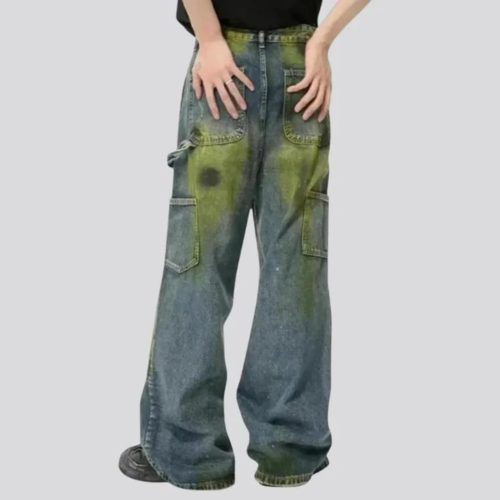 Artistic mid rise jeans for men