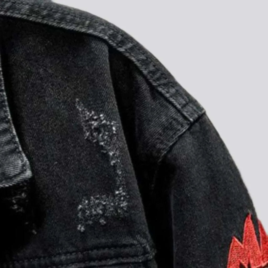 Racing denim jacket with patches