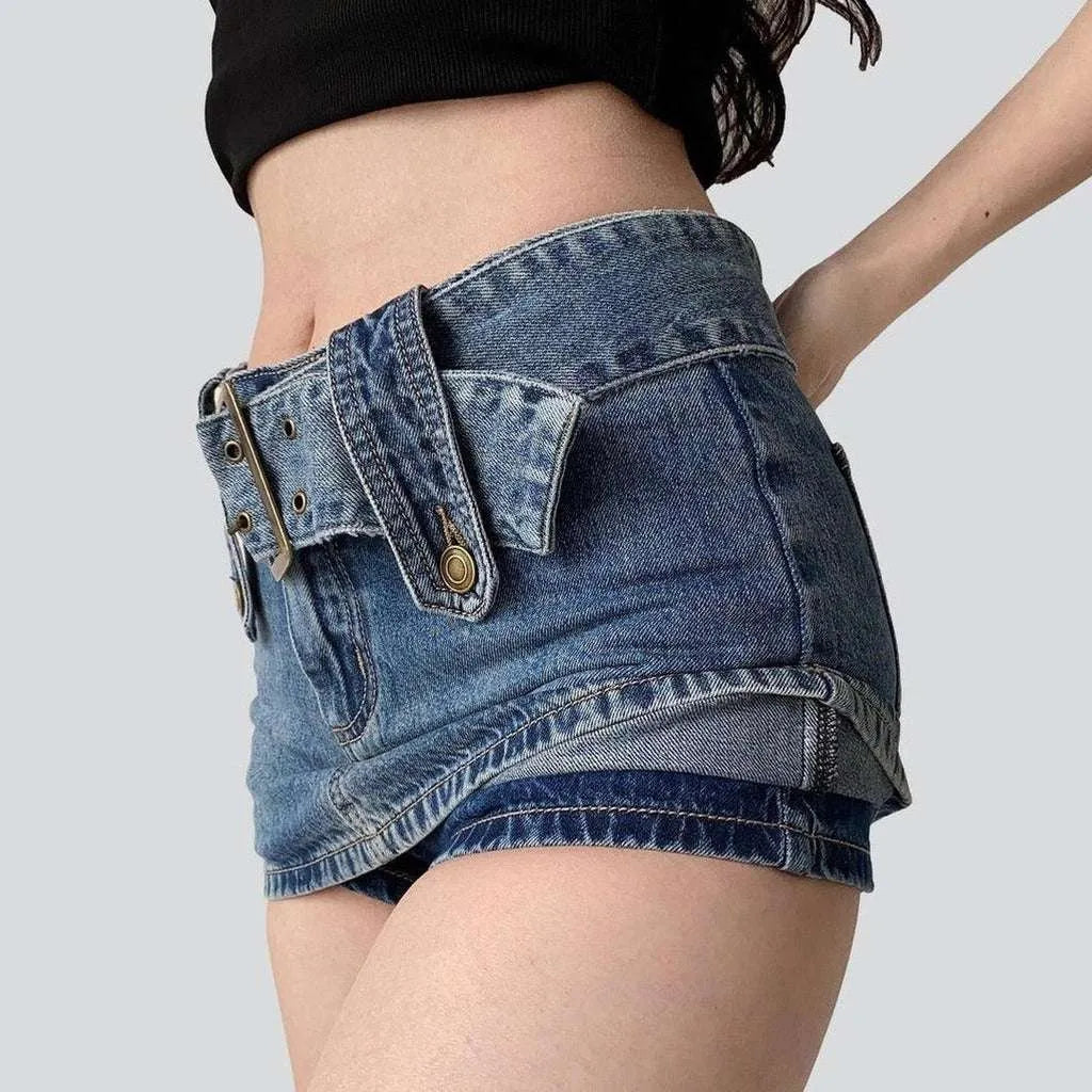 Mini skort skirt with belt