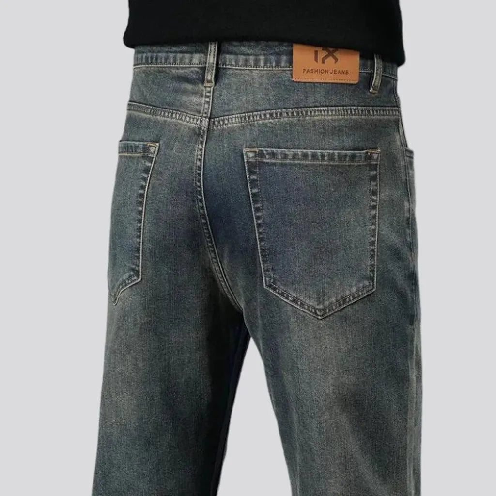 Tapered fit high rise men's jeans