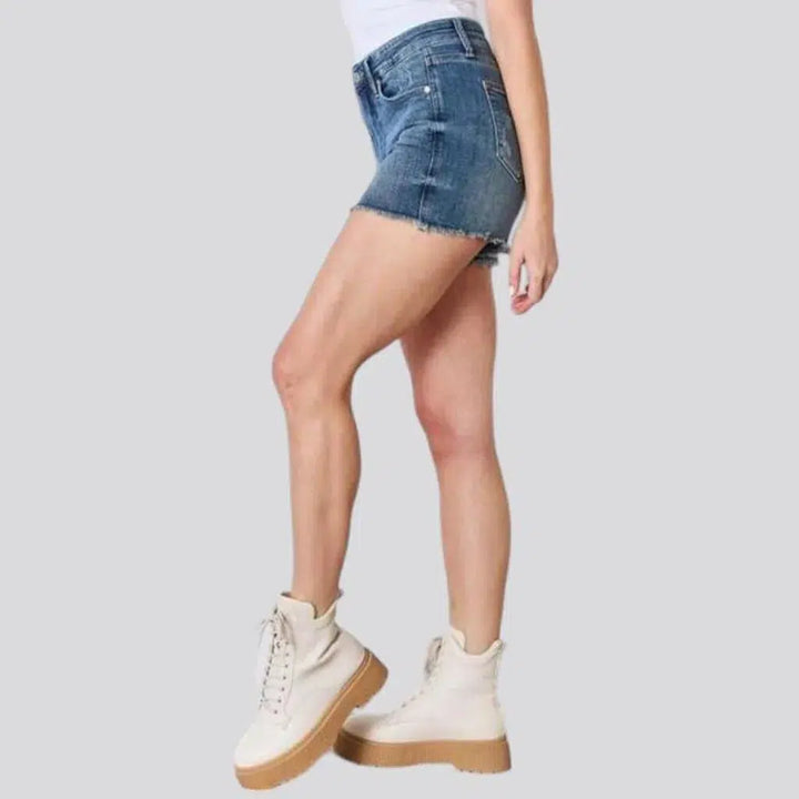 Sanded denim shorts
 for women