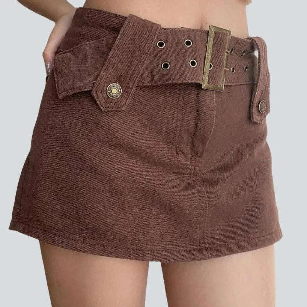 Brown ladies mini jean skirt