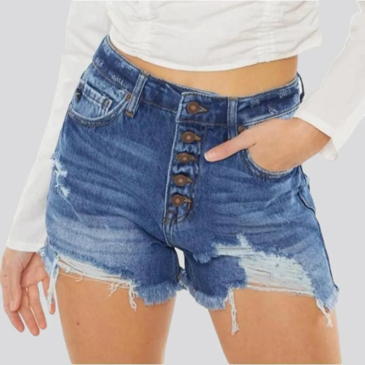 Sanded jean shorts
 for ladies