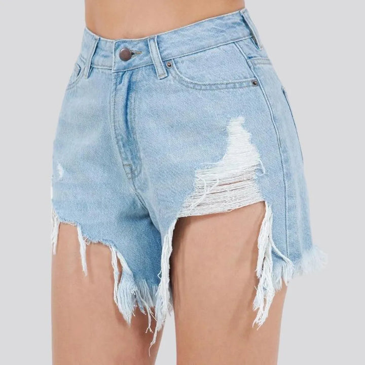 Light-wash straight denim shorts