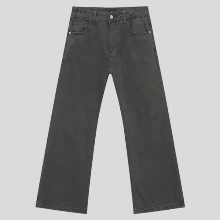 Comfortable mid rise casual monochrome men's jeans