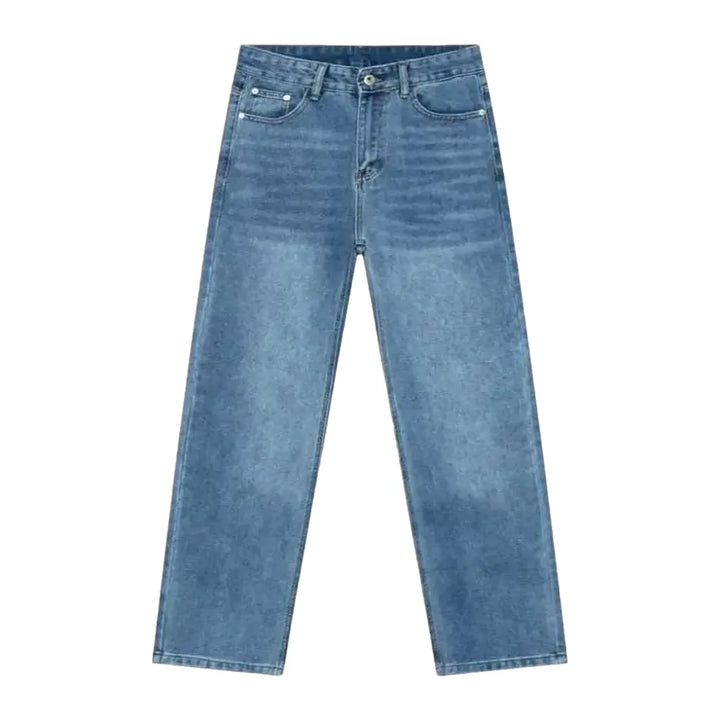 Casual Mid Waist Jeans for Men - Blue