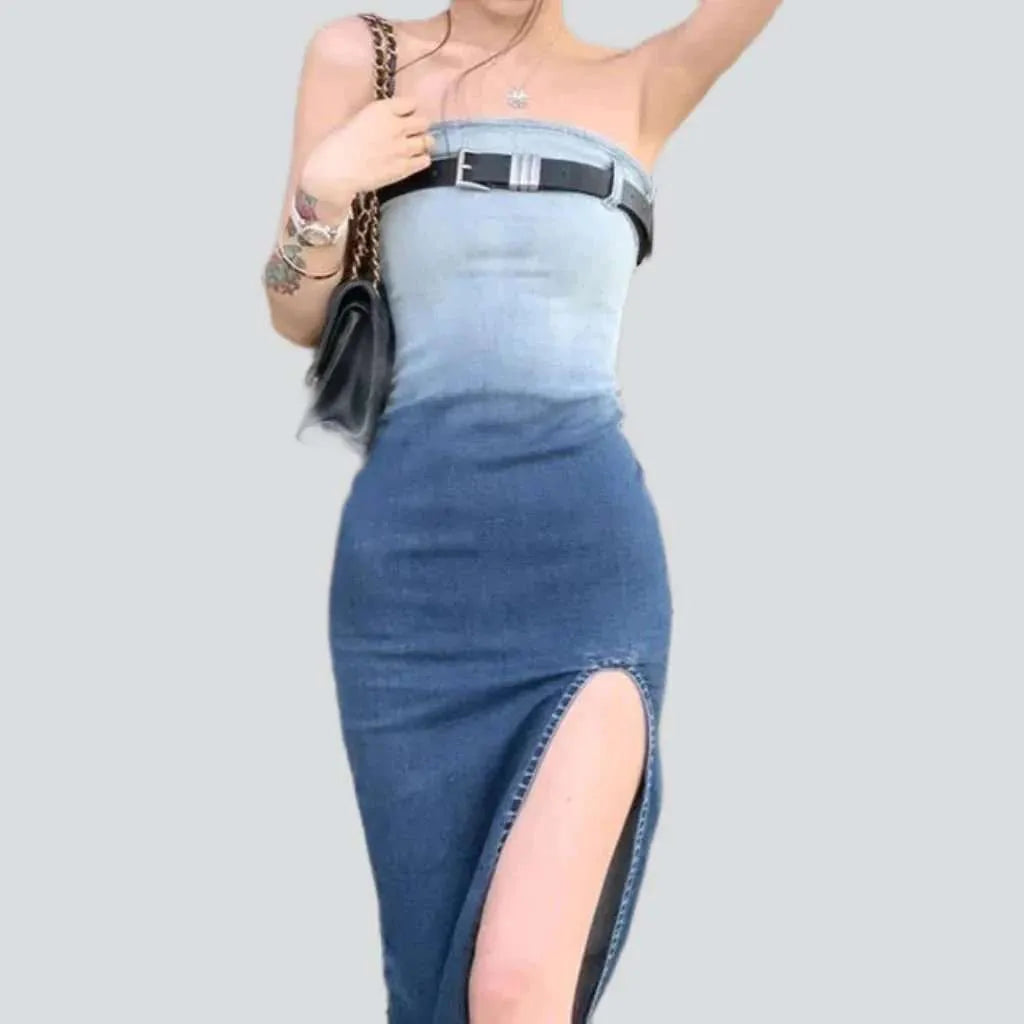 Strapless  women's jean dress