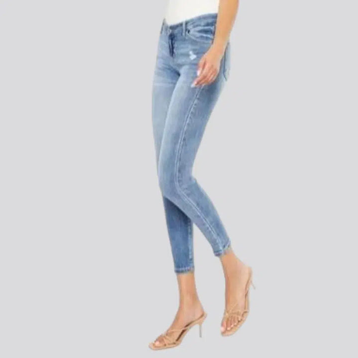 High-waist women's light-wash jeans