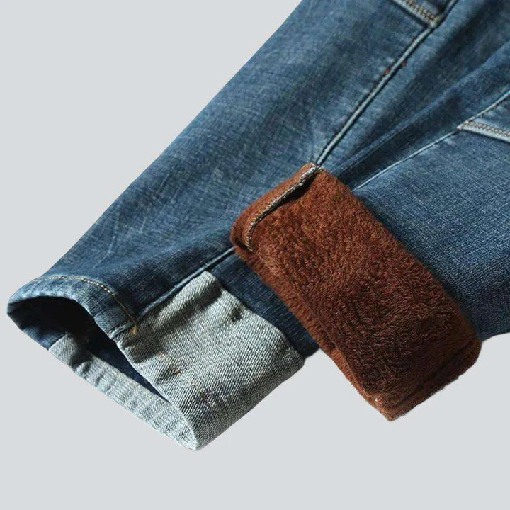 Warm men's baggy jeans