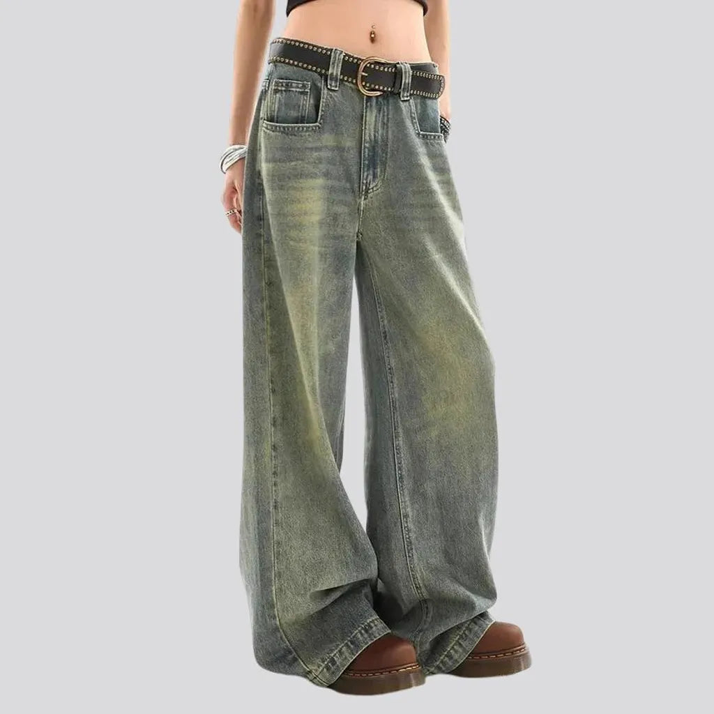 Retro slouchy fit boho women's jeans