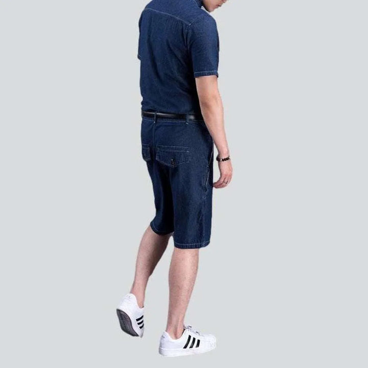 Casual men's denim overall shorts