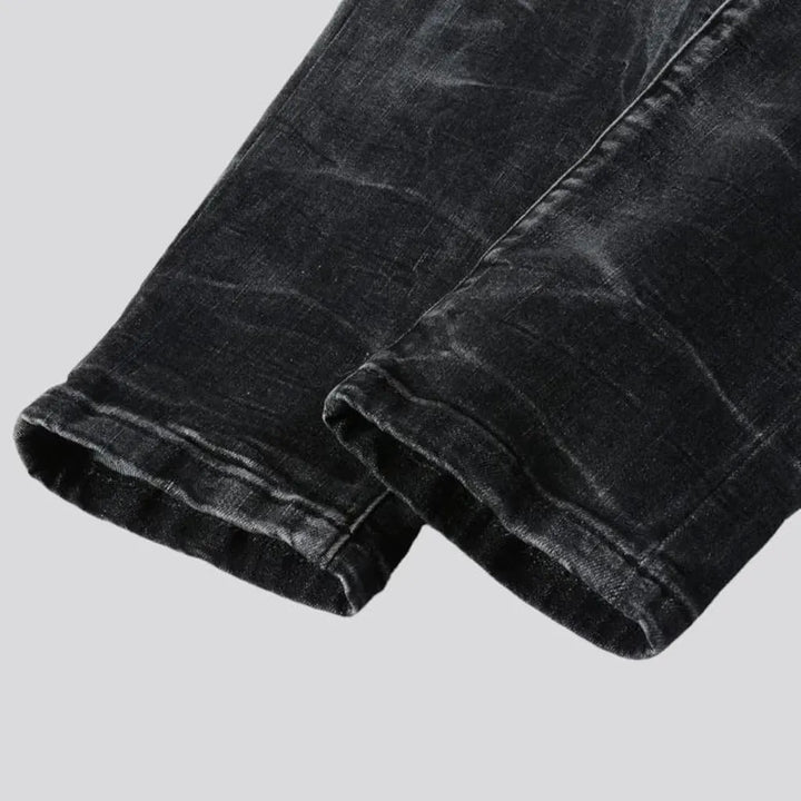 Blue-patch men's skinny jeans