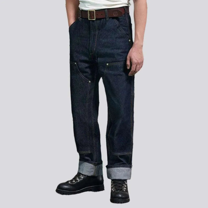 Heavyweight men's mid-waist jeans