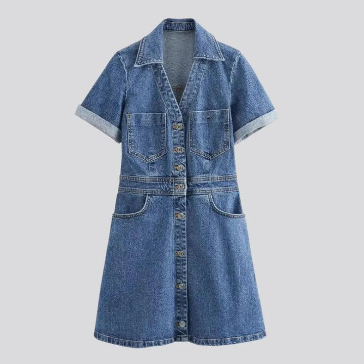 Casual mini denim dress