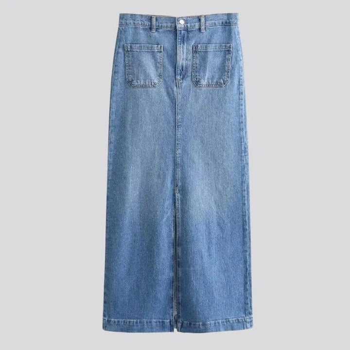 High waist denim jean skirt