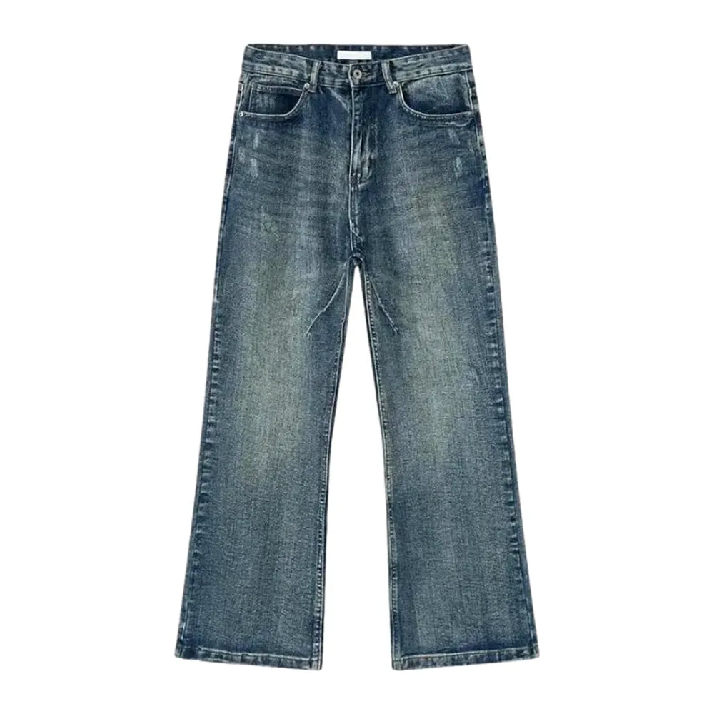 Boho Fashion Baggy Whiskered Men's Jeans - Blue