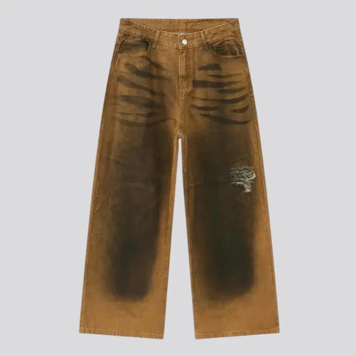 Colorful distressed baggy jeans for men