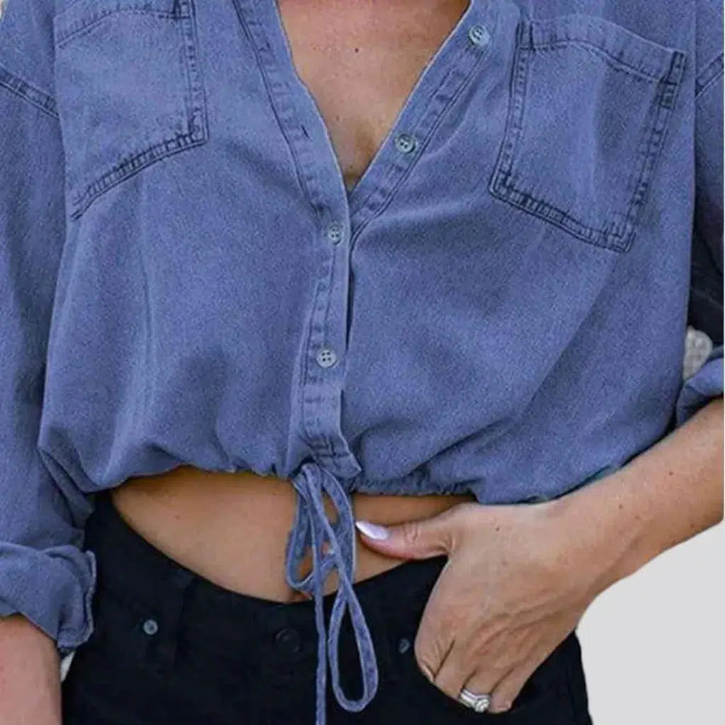 Shirt-like jean jacket
 for women