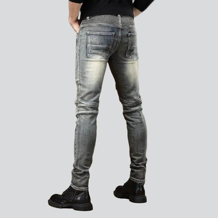 Distressed stylish men's biker jeans