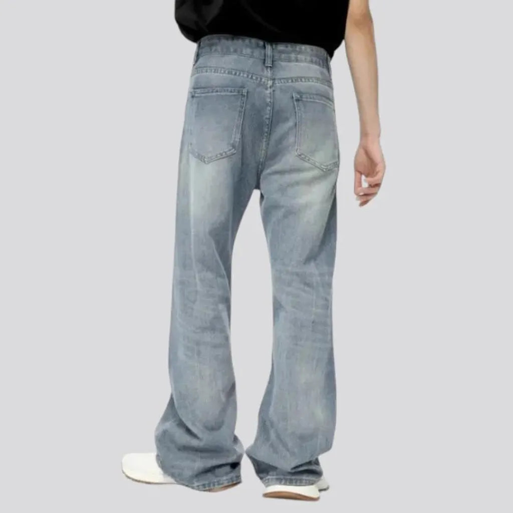 Mid rise baggy street men's jeans