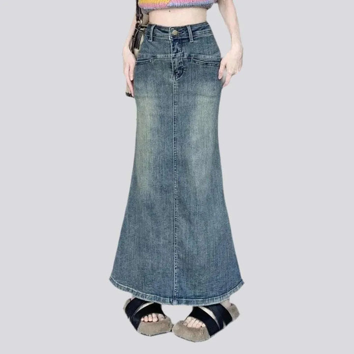 High-waist vintage denim skirt
 for ladies